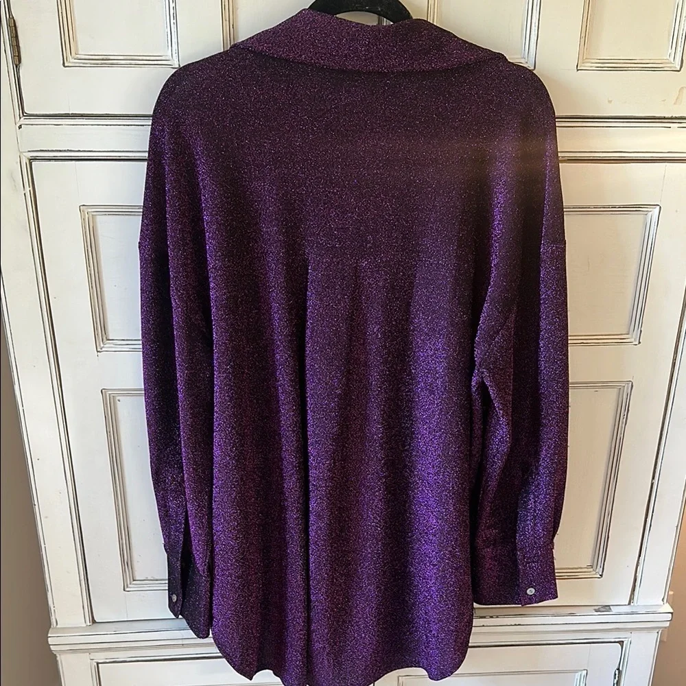 Purple Glitter Button-Up Shirt - Picture 2 of 4
